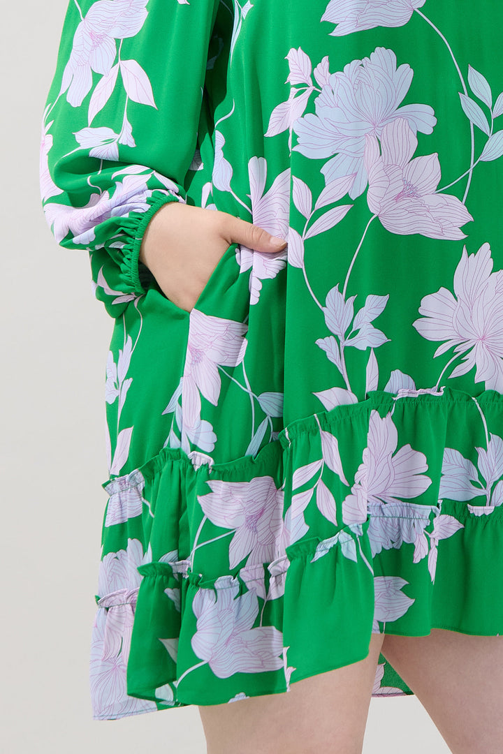 Vanice Long Sleeve Mini Dress Merla Floral Curve