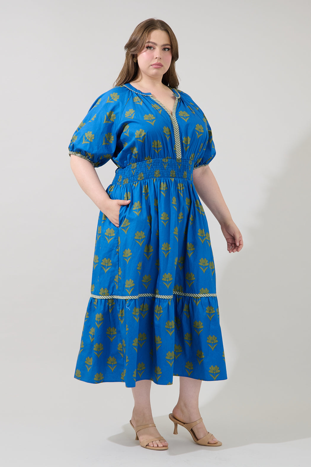 Jara Puff Sleeve Midi Dress Countryside Curve