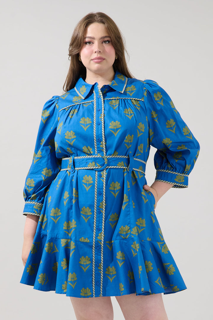 Harrah Button Down Mini Dress Countryside Curve