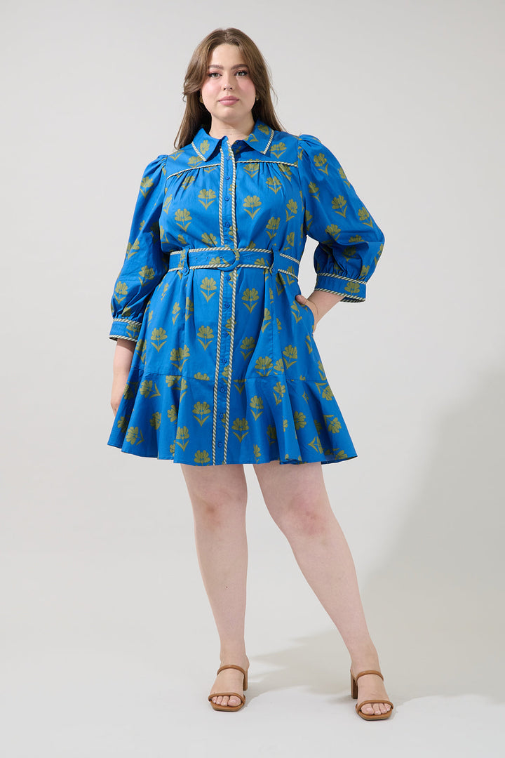 Harrah Button Down Mini Dress Countryside Curve