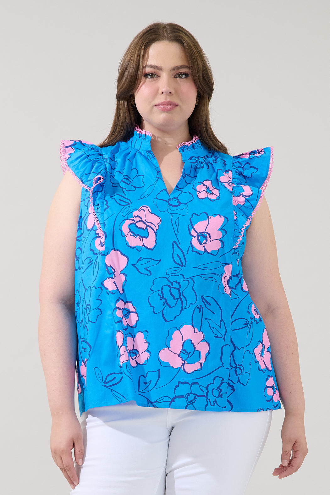 Rayen Ruffle Top Cosmic Poppy Curve