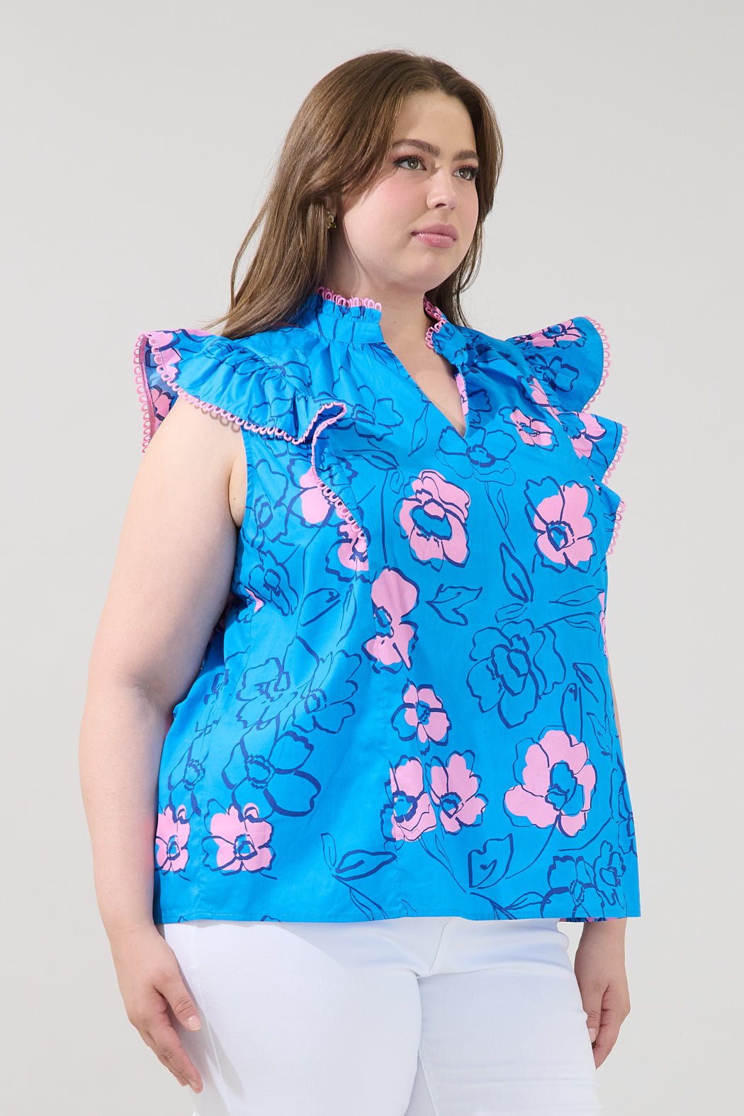 Rayen Ruffle Top Cosmic Poppy Curve