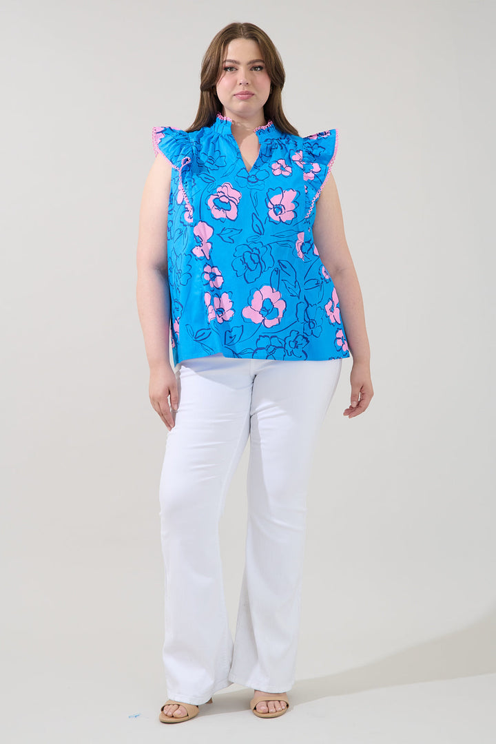 Rayen Ruffle Top Cosmic Poppy Curve