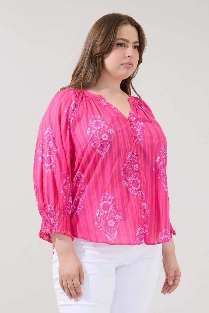 Samie Long Sleeve Button Down Top Freesia