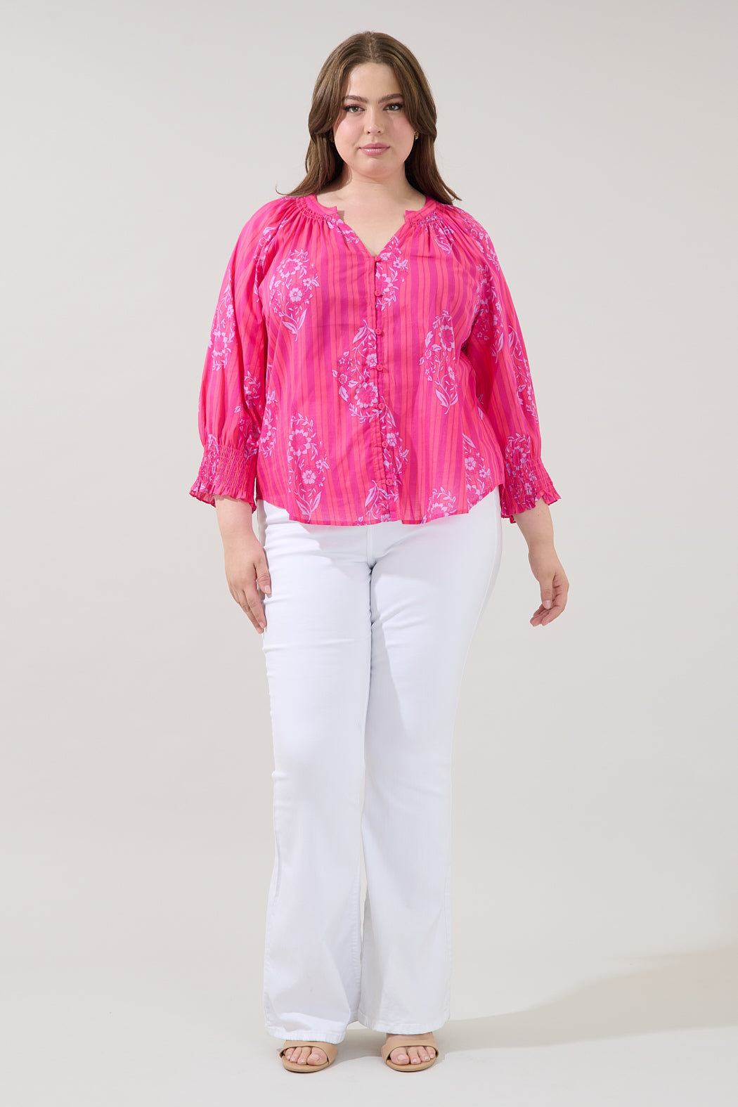 Samie Long Sleeve Button Down Top Freesia