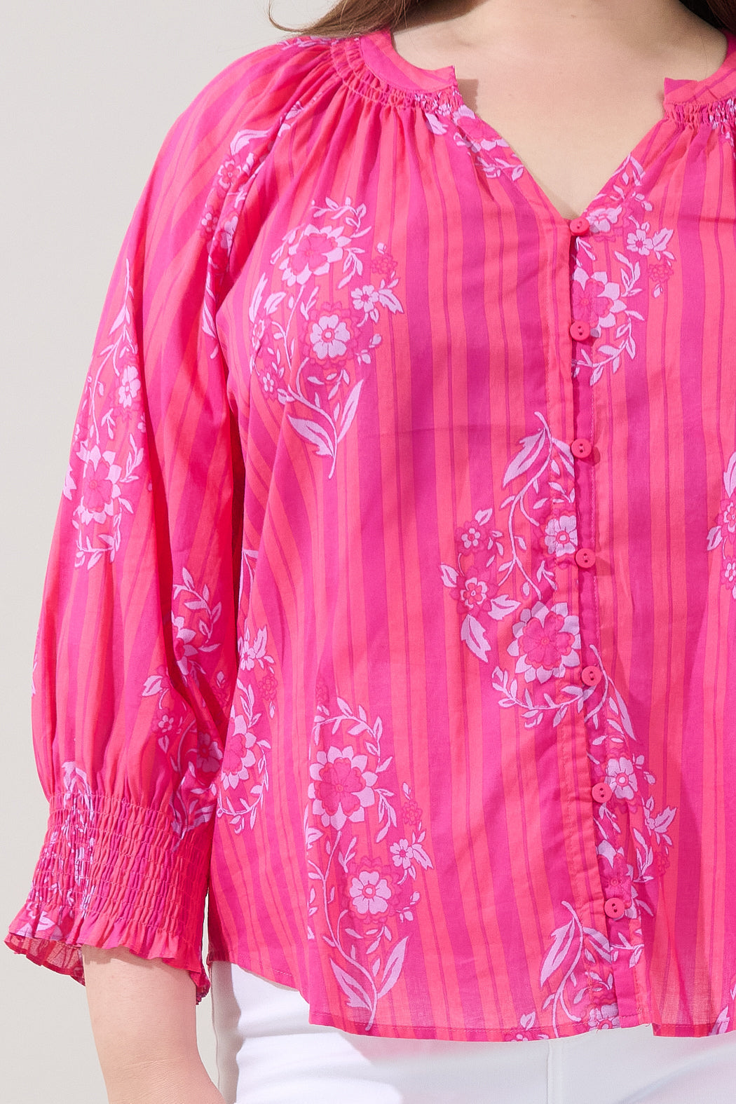 Samie Long Sleeve Button Down Top Freesia