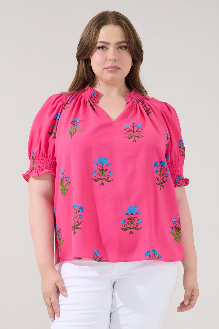 Jermy Short Sleeve Top Genora Floral Curve