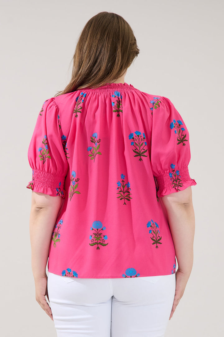 Jermy Short Sleeve Top Genora Floral Curve