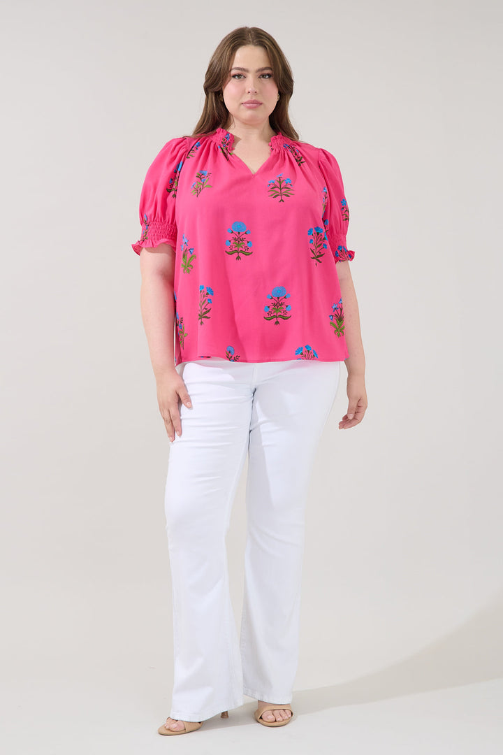 Jermy Short Sleeve Top Genora Floral Curve
