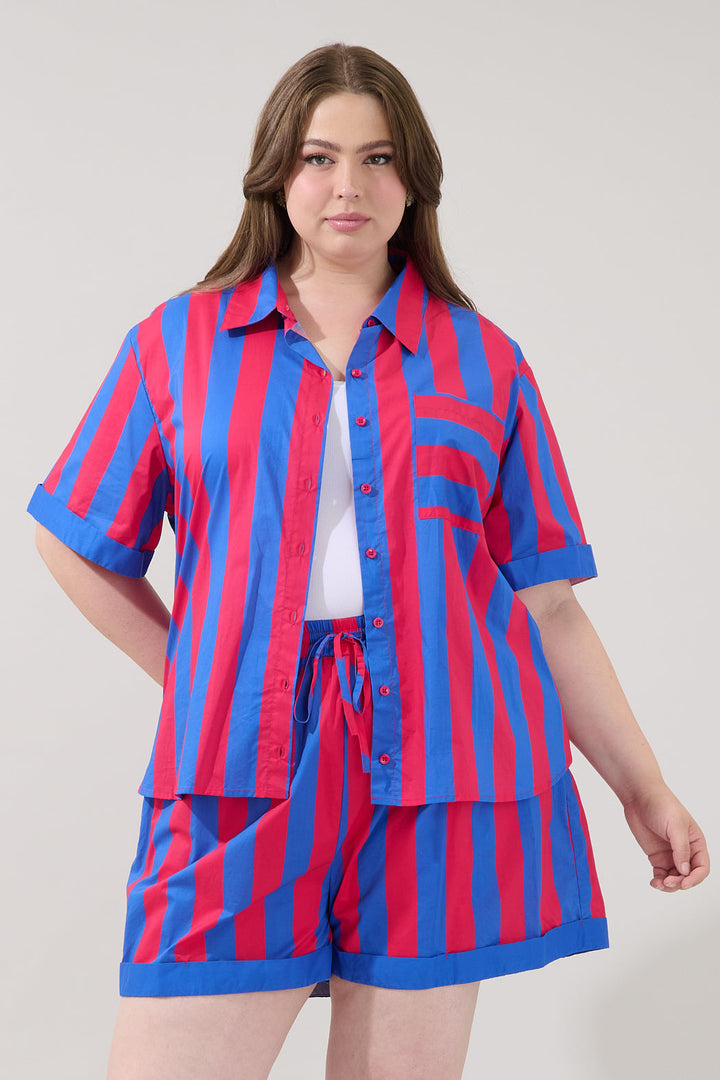 Taffy Oversized Button Down Top Curve