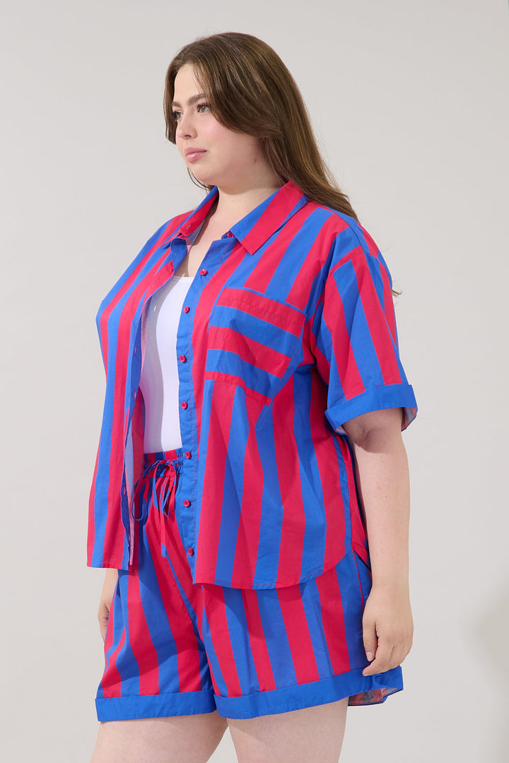 Taffy Oversized Button Down Top Curve