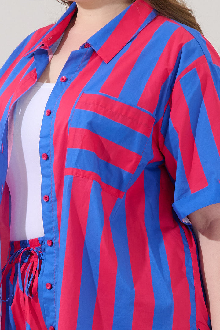 Taffy Oversized Button Down Top Curve