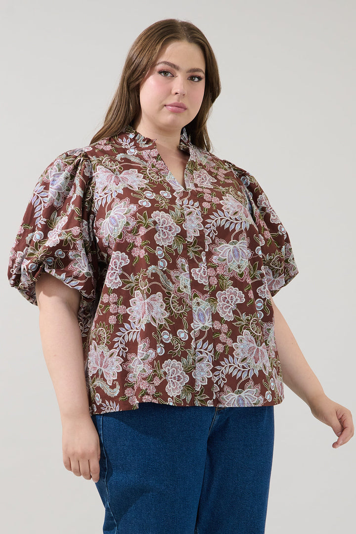 Pipa Bubble Sleeve Top Rustic Curve