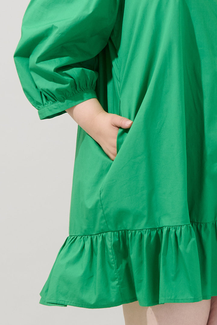 Maude Button Down Long Sleeve Shift Dress Curve