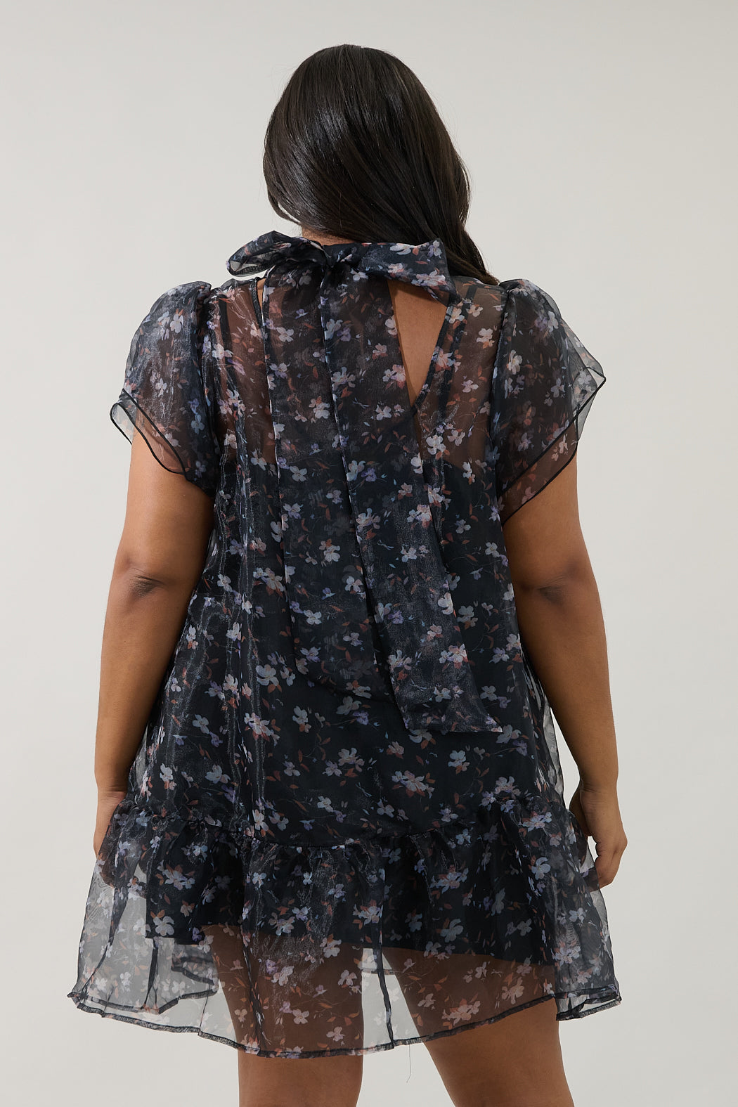 Andrea Organza Mini Dress Floral Curve