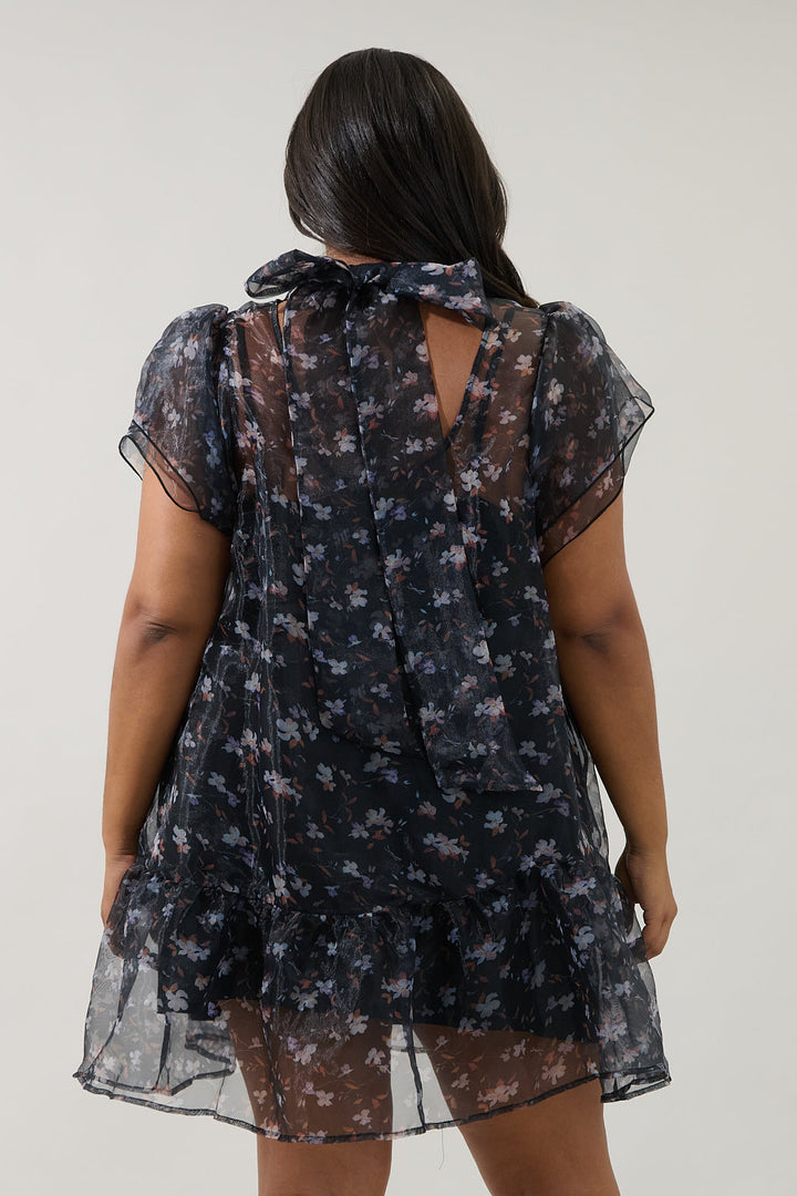 Andrea Organza Mini Dress Floral Curve