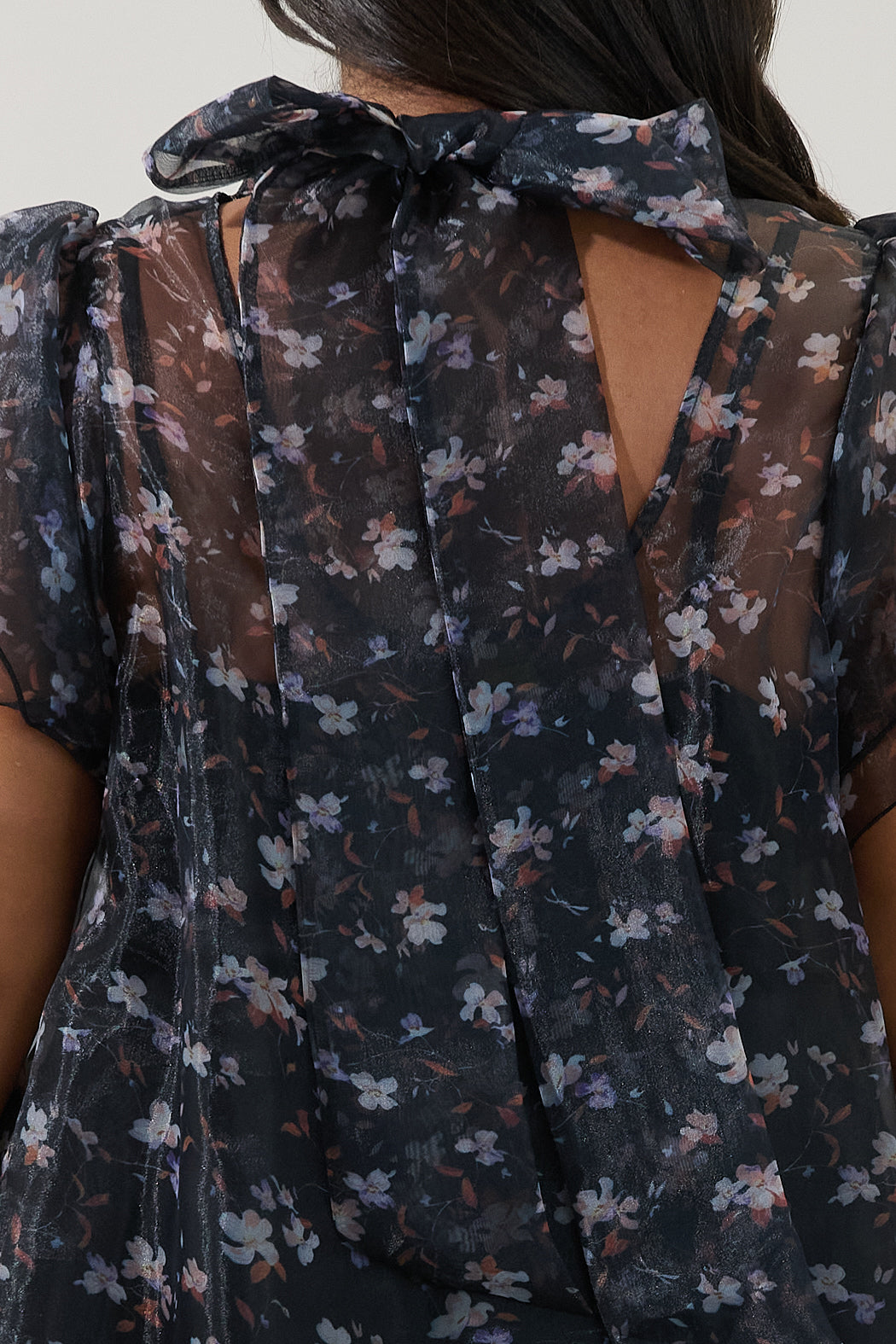 Andrea Organza Mini Dress Floral Curve