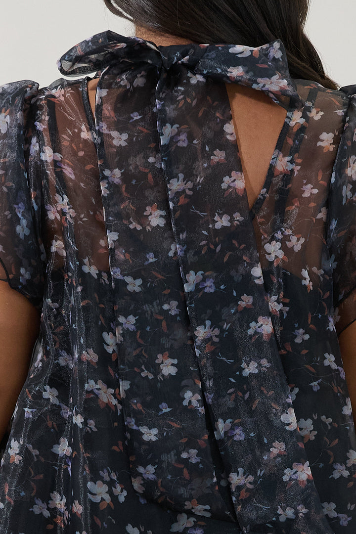 Andrea Organza Mini Dress Floral Curve