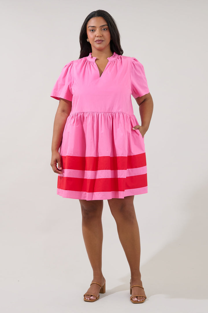 Lidia Color Block Mini Dress Curve