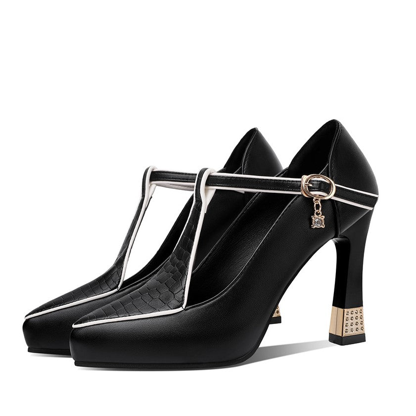Monroe  T-Bar Jewel Pumps