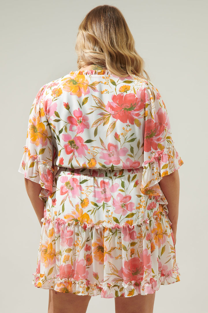 Maldonado Floral Amorcito Bell Sleeve Mini Dress Curve