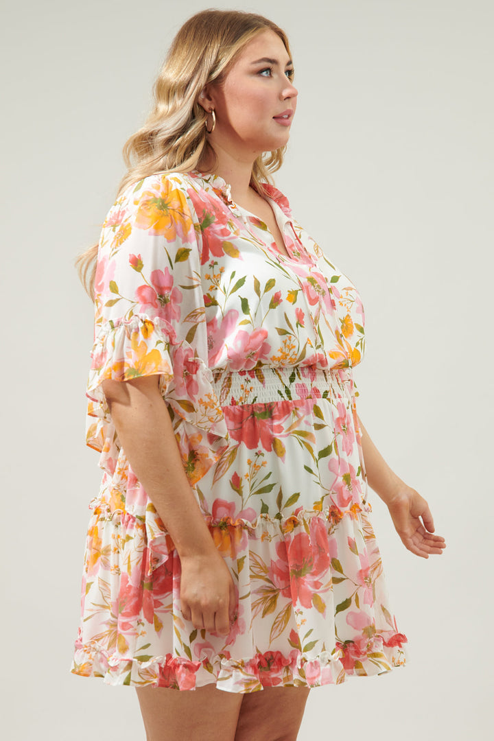 Maldonado Floral Amorcito Bell Sleeve Mini Dress Curve