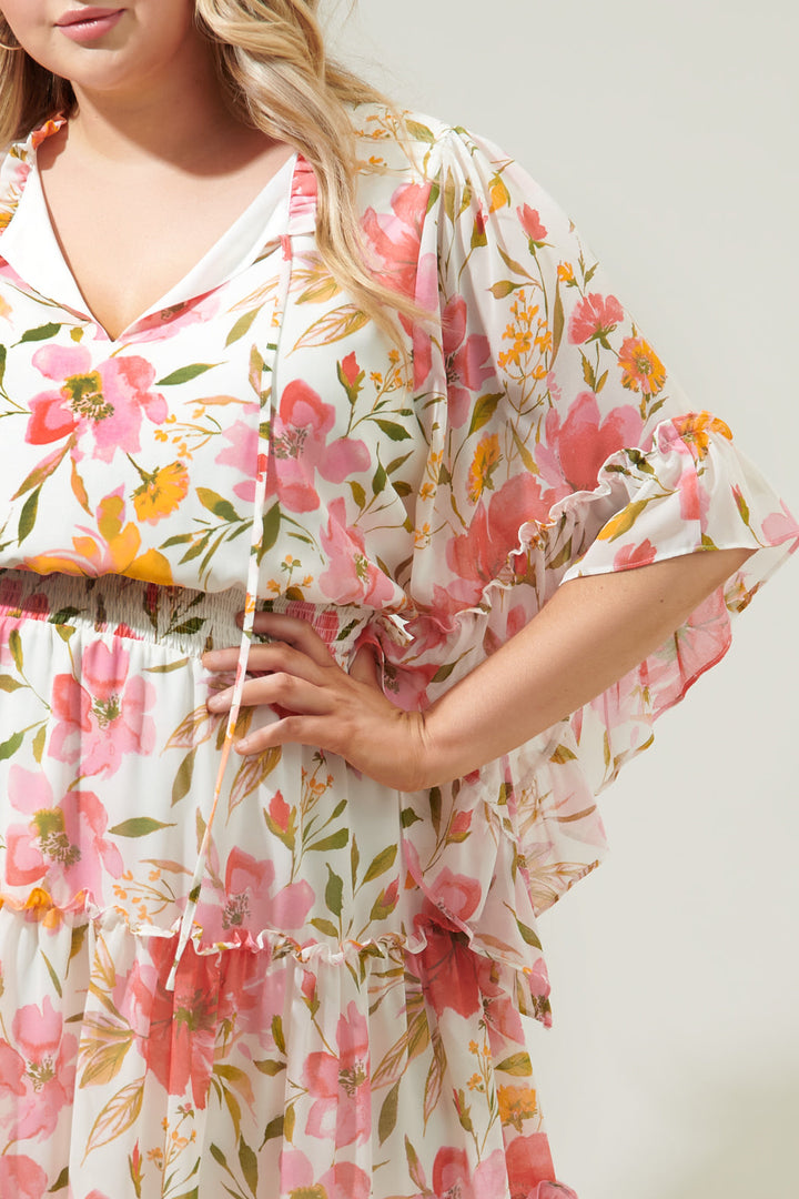 Maldonado Floral Amorcito Bell Sleeve Mini Dress Curve