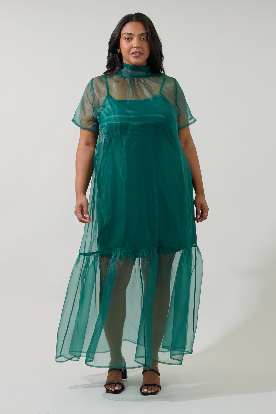 Dime Organza Long Cami Dress Curve