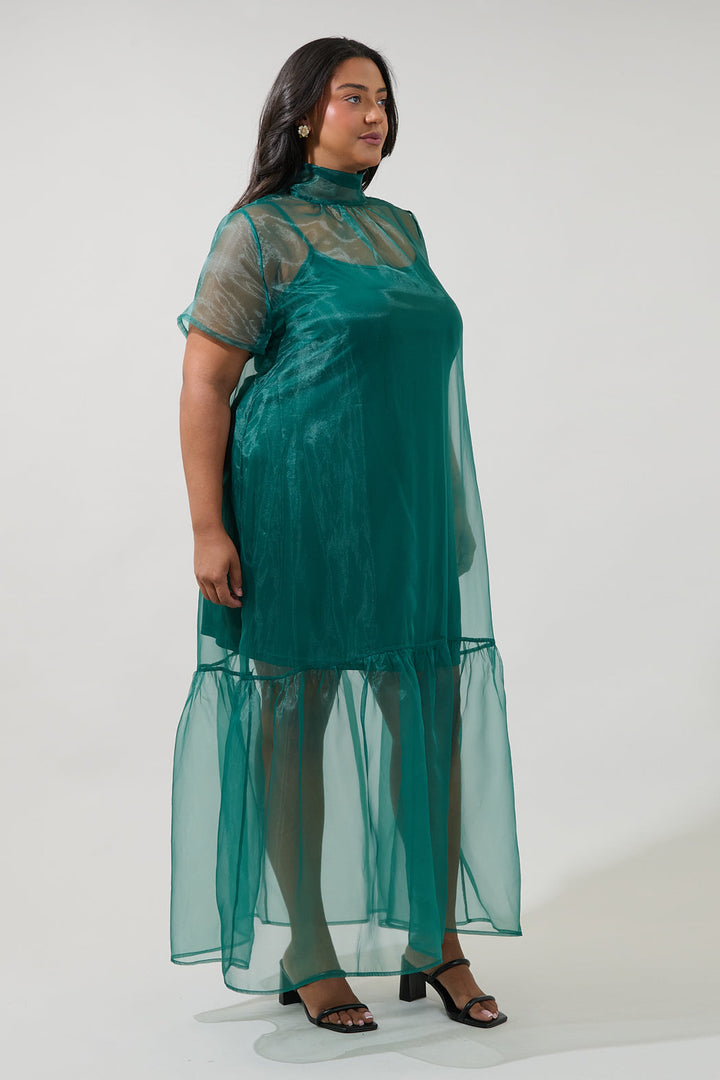 Dime Organza Long Cami Dress Curve
