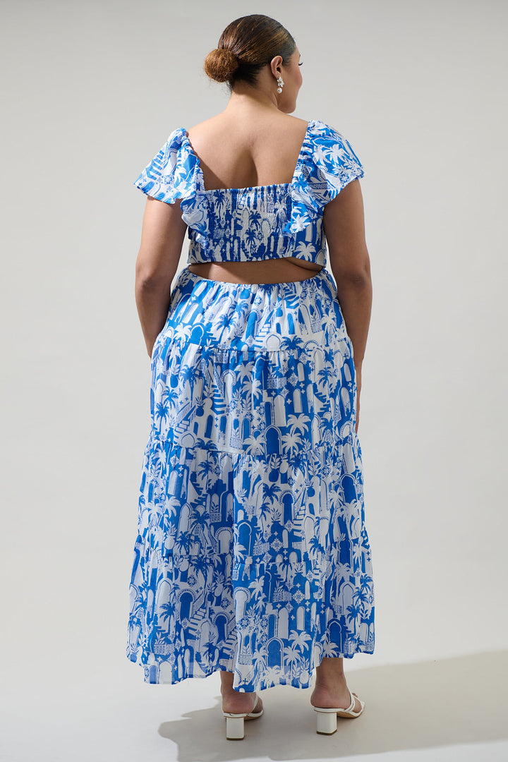 Nala Tiered Smocked Cotton Voile Maxi Dress Curve