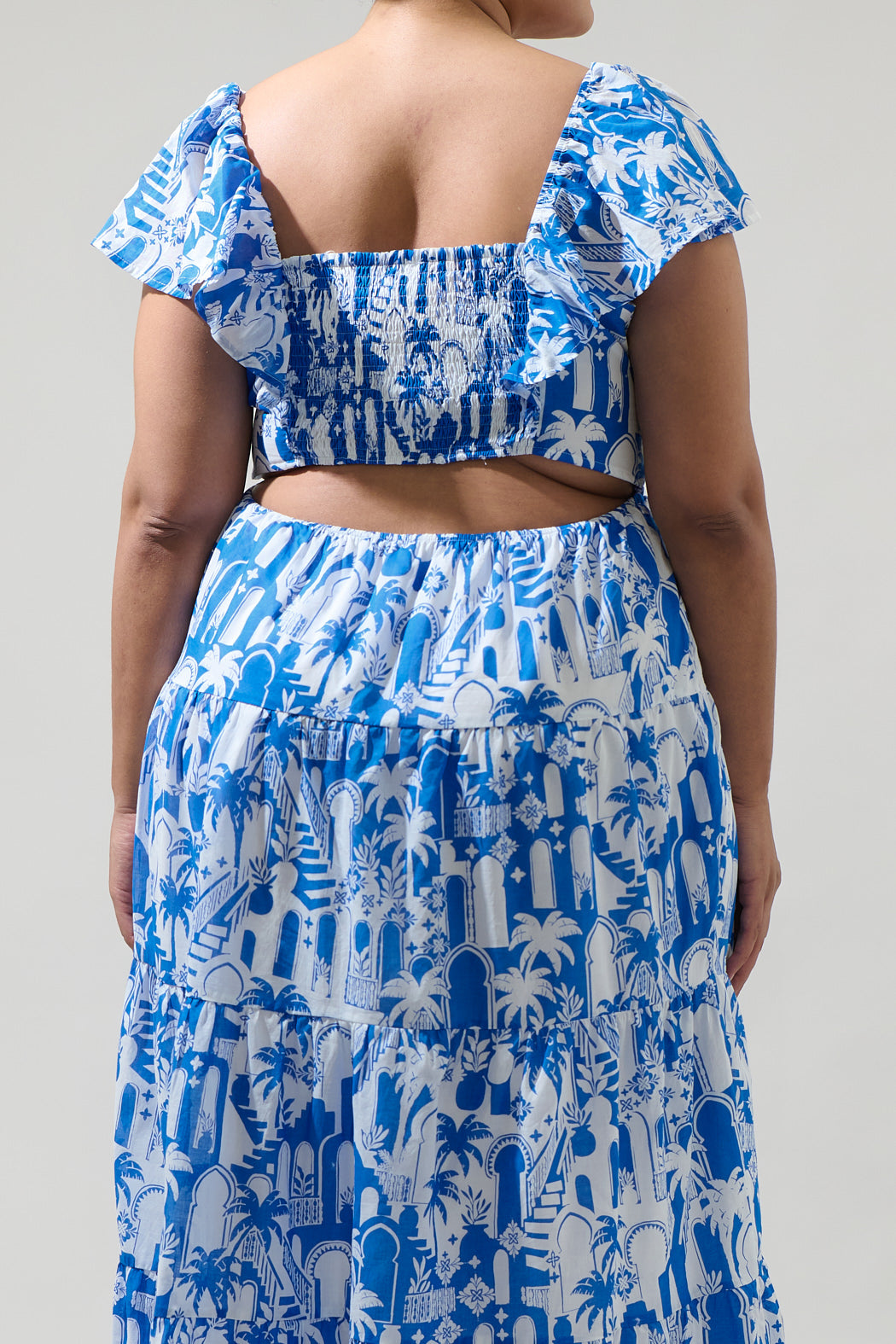 Nala Tiered Smocked Cotton Voile Maxi Dress Curve