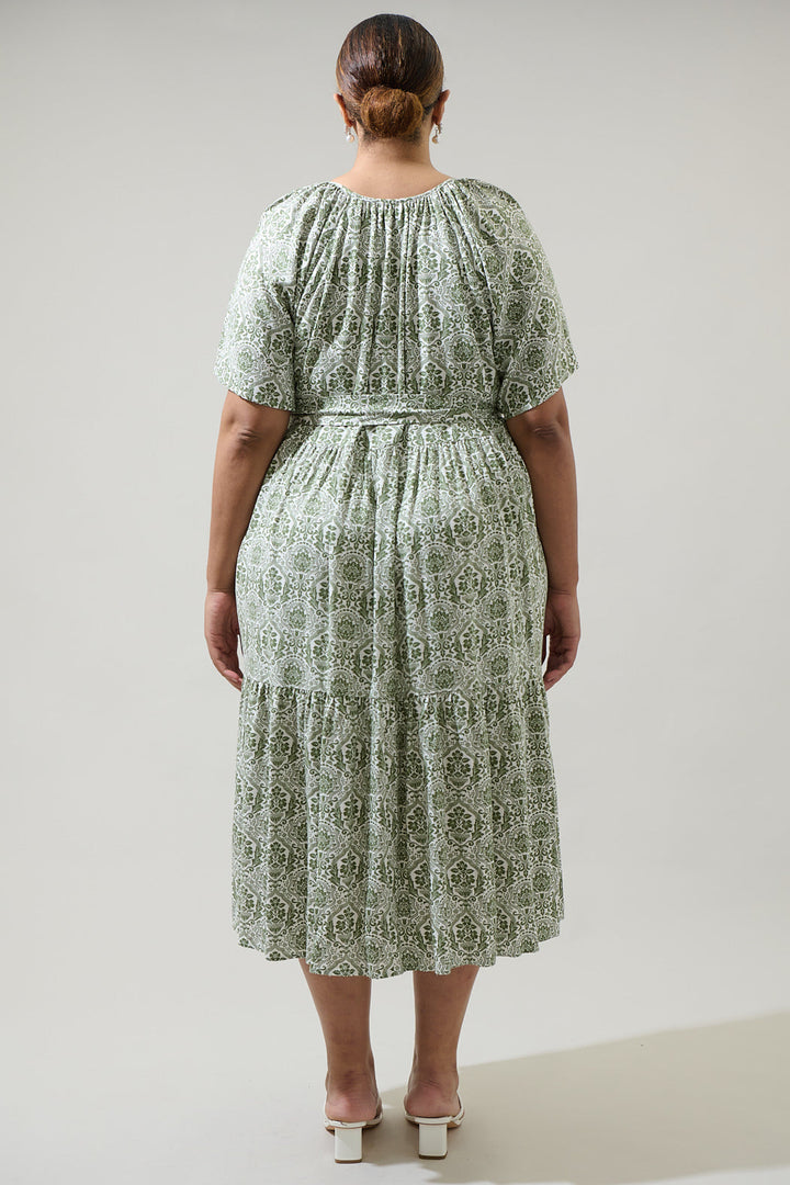 Estrada Floral Haven Tiered Midi Dress Curve