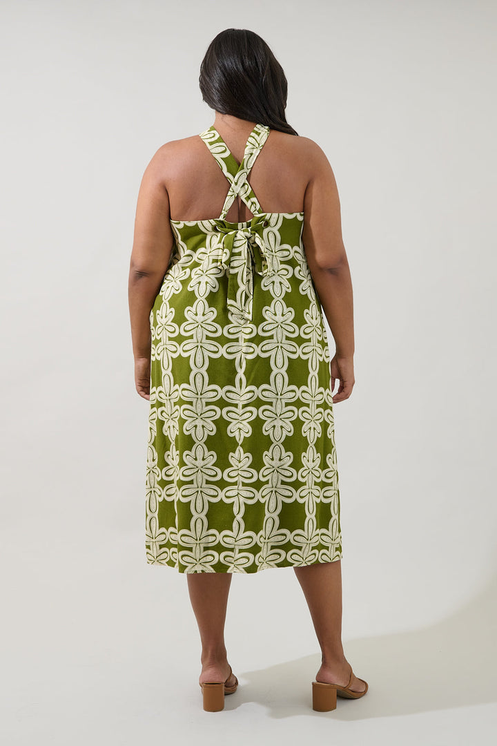 Amory Halter Neck Midi Dress Abstract Curve