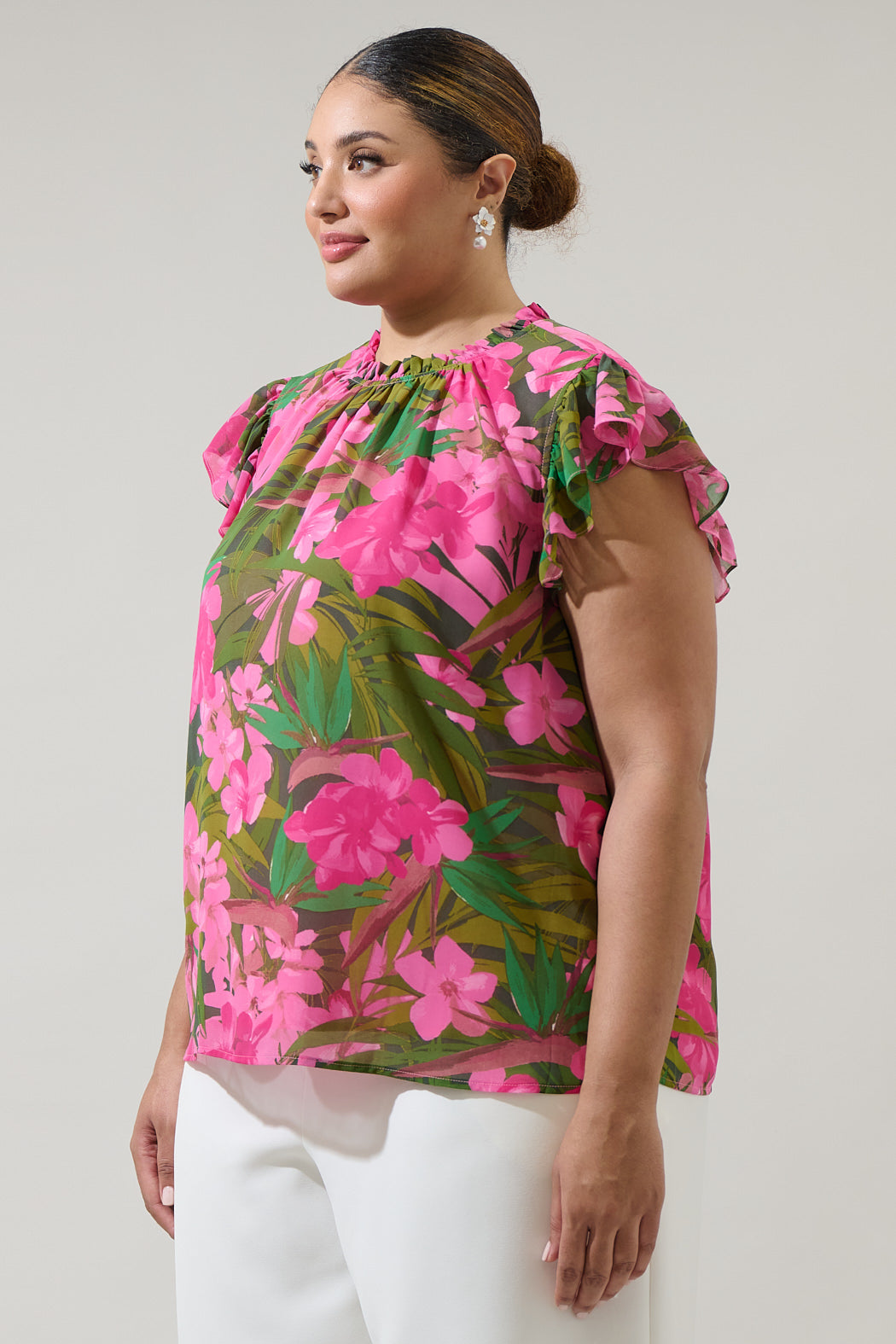 Dandi Floral Veda Cap Sleeve Top Curve