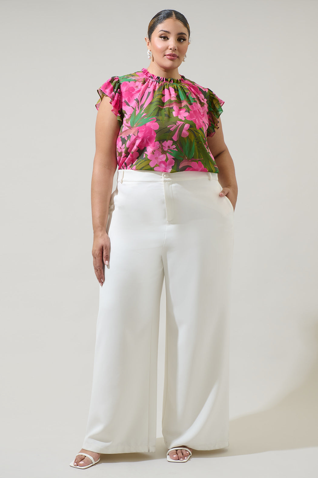 Dandi Floral Veda Cap Sleeve Top Curve