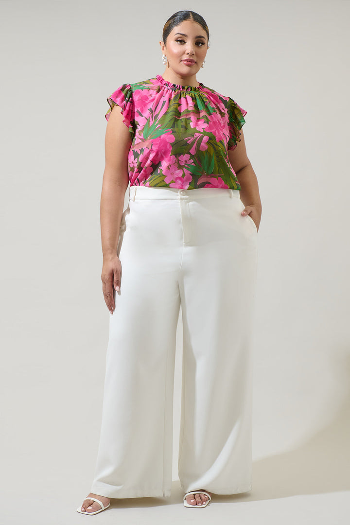 Dandi Floral Veda Cap Sleeve Top Curve