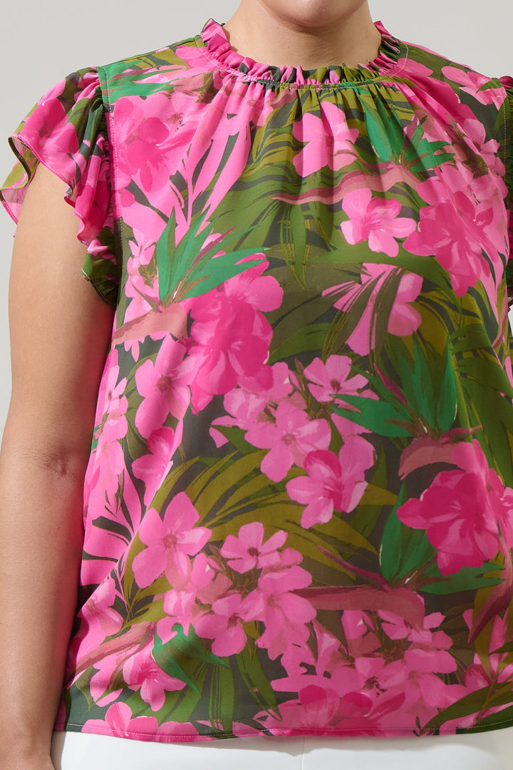 Dandi Floral Veda Cap Sleeve Top Curve