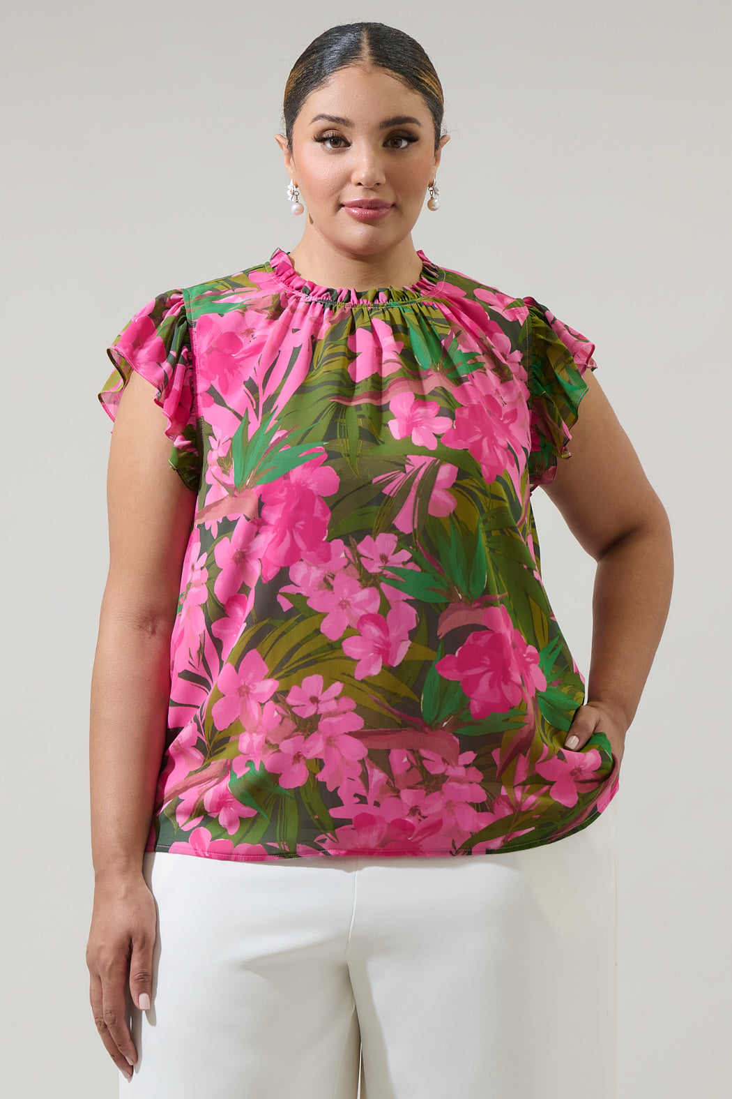 Dandi Floral Veda Cap Sleeve Top Curve