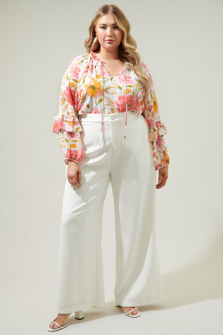 Maldonado Floral Bijou Bell Sleeve Blouse Curve