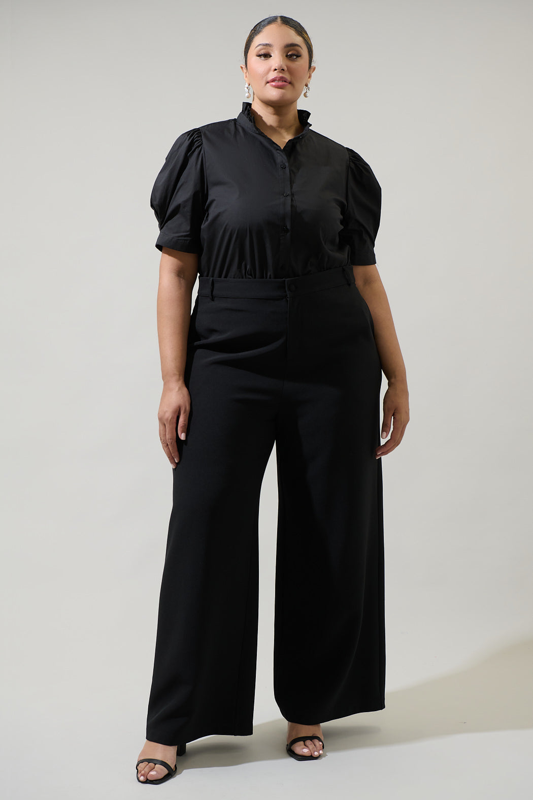 Finley Ruffle Button Down Top Curve