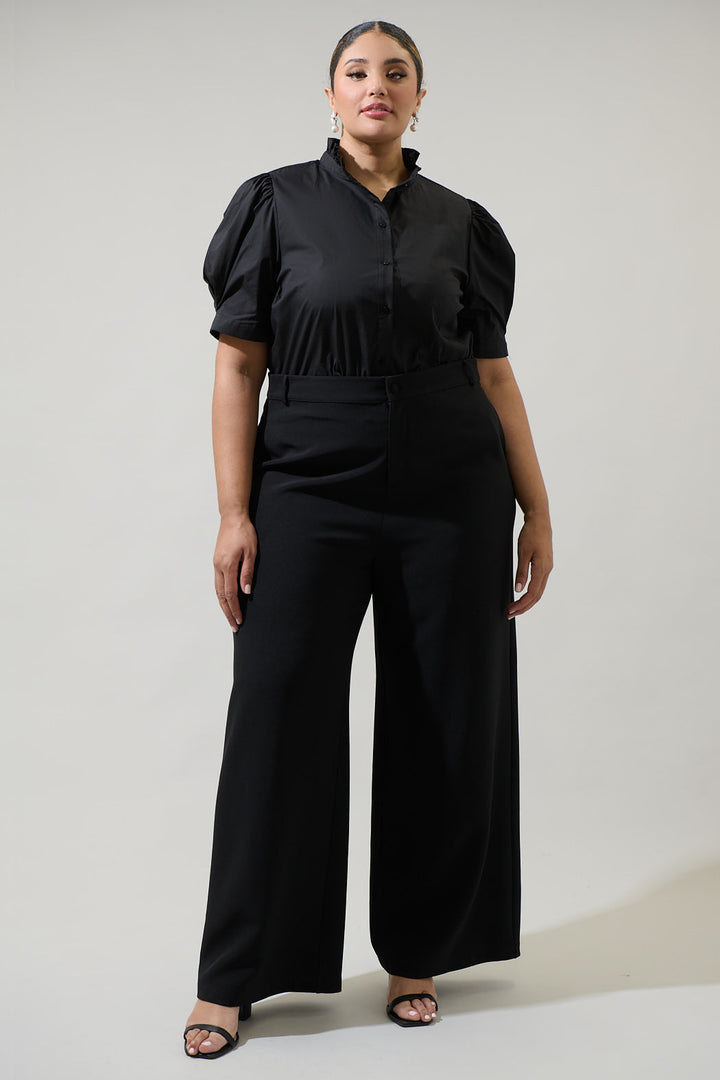 Finley Ruffle Button Down Top Curve