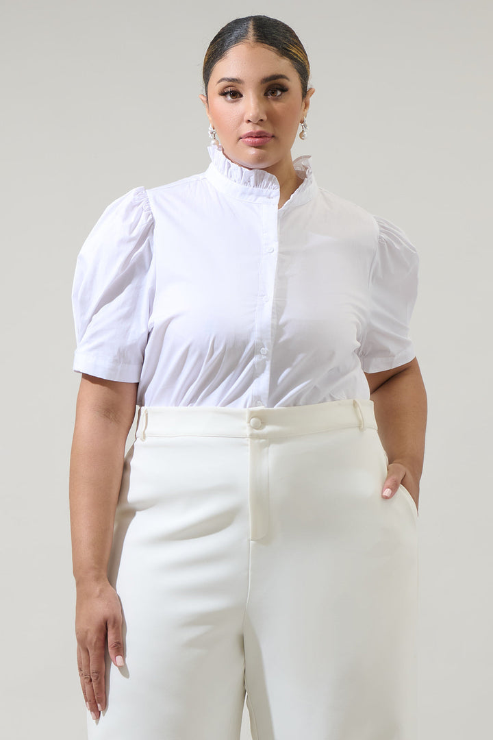 Finley Ruffle Button Down Top Curve