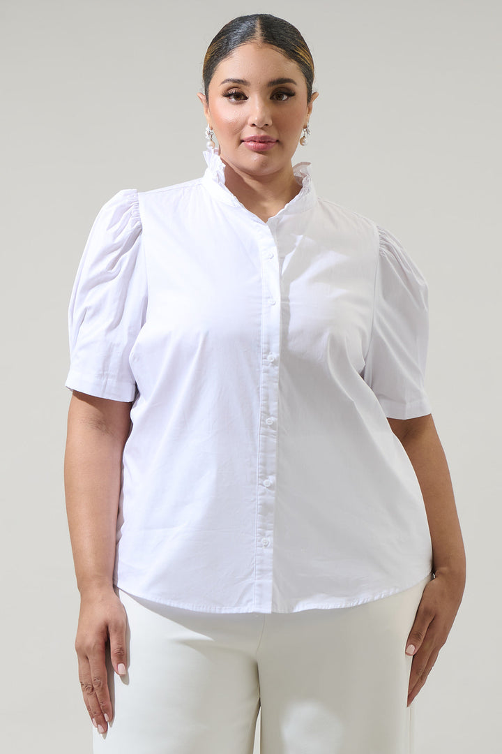 Finley Ruffle Button Down Top Curve