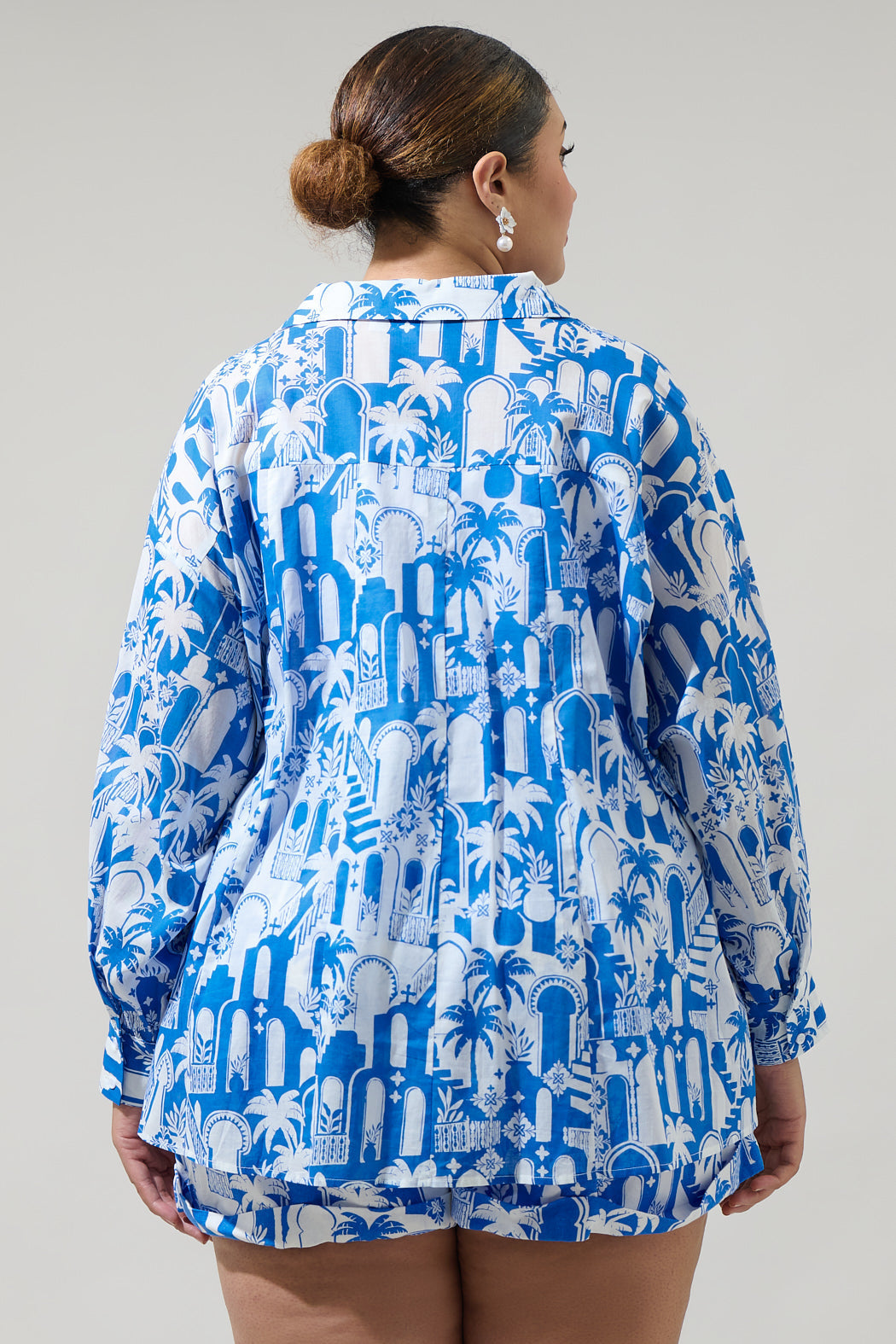 Nala Regie Boyfriend Button Down Cotton Voile Shirt Curve