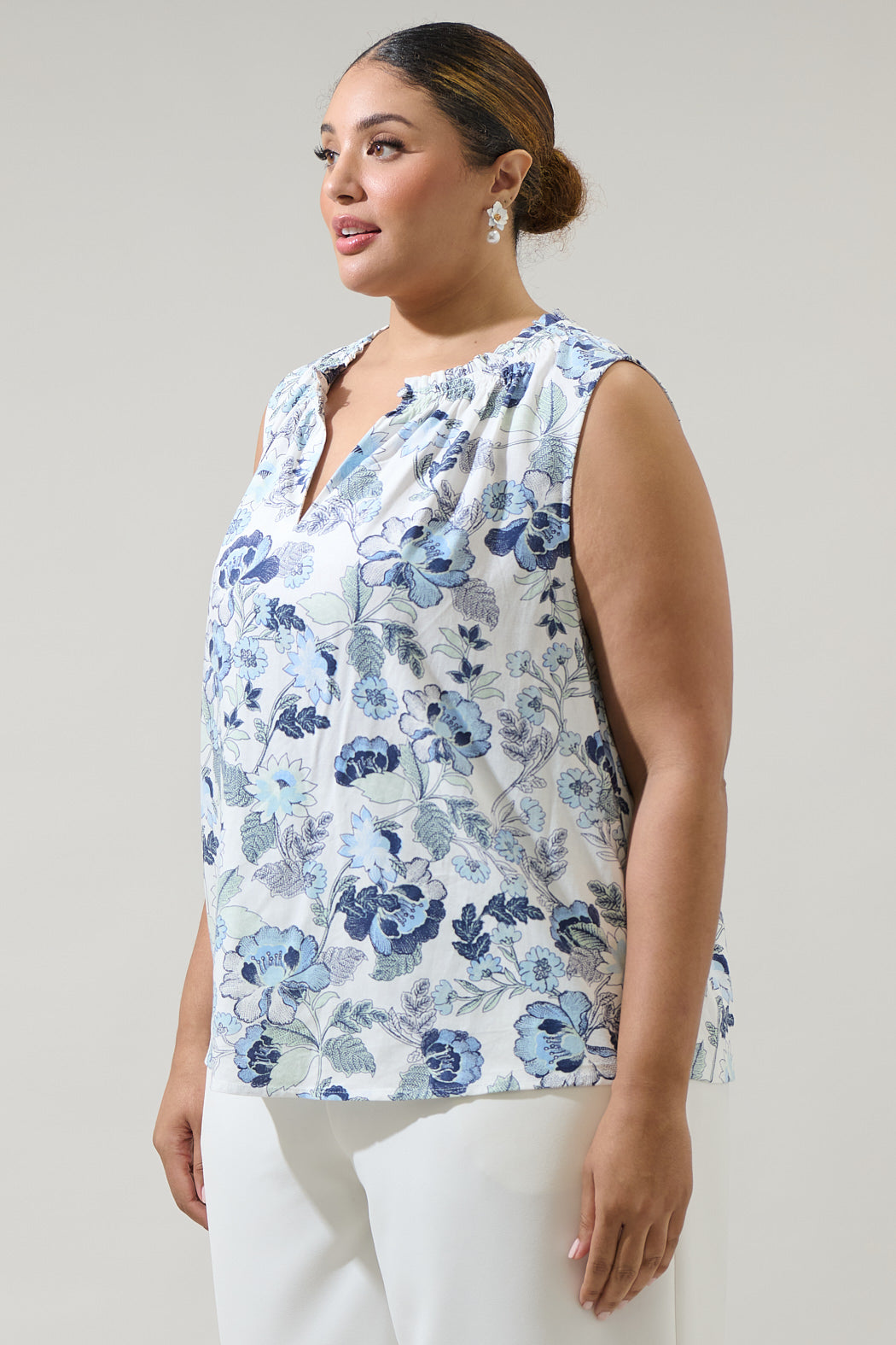 Wrenley Garden Floral True Smocked Blouse Curve