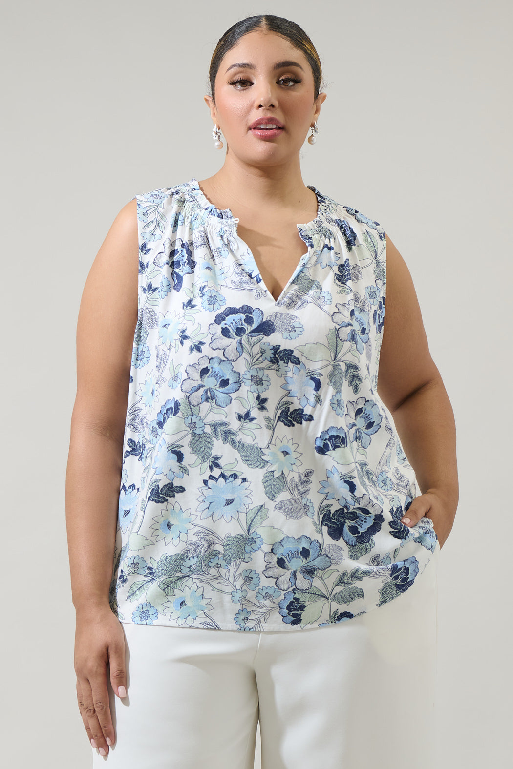 Wrenley Garden Floral True Smocked Blouse Curve
