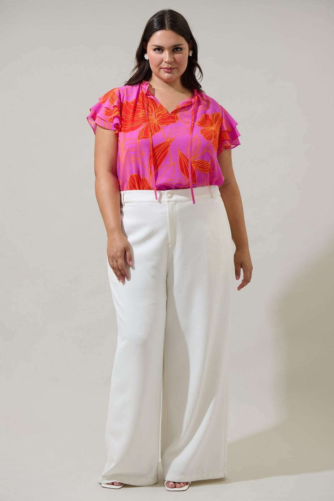 Blakeley Floral Donis Split Neck Blouse Curve