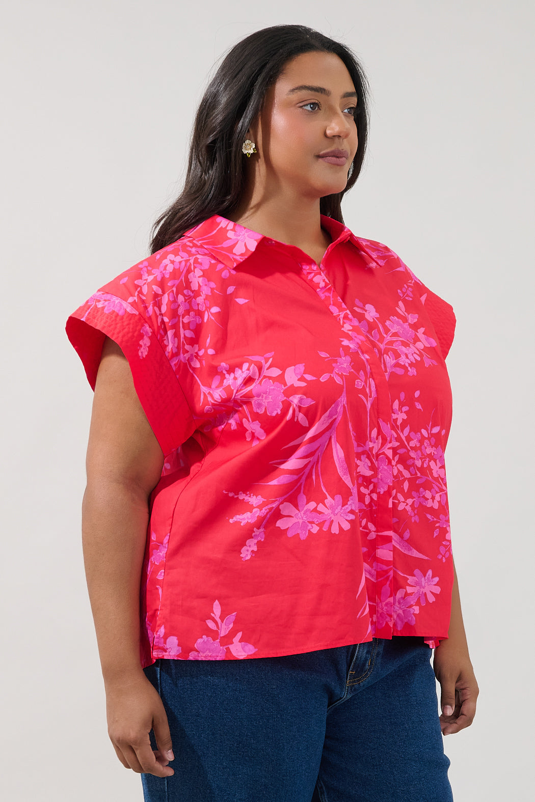 Ellis Button Down Top Primrose Curve