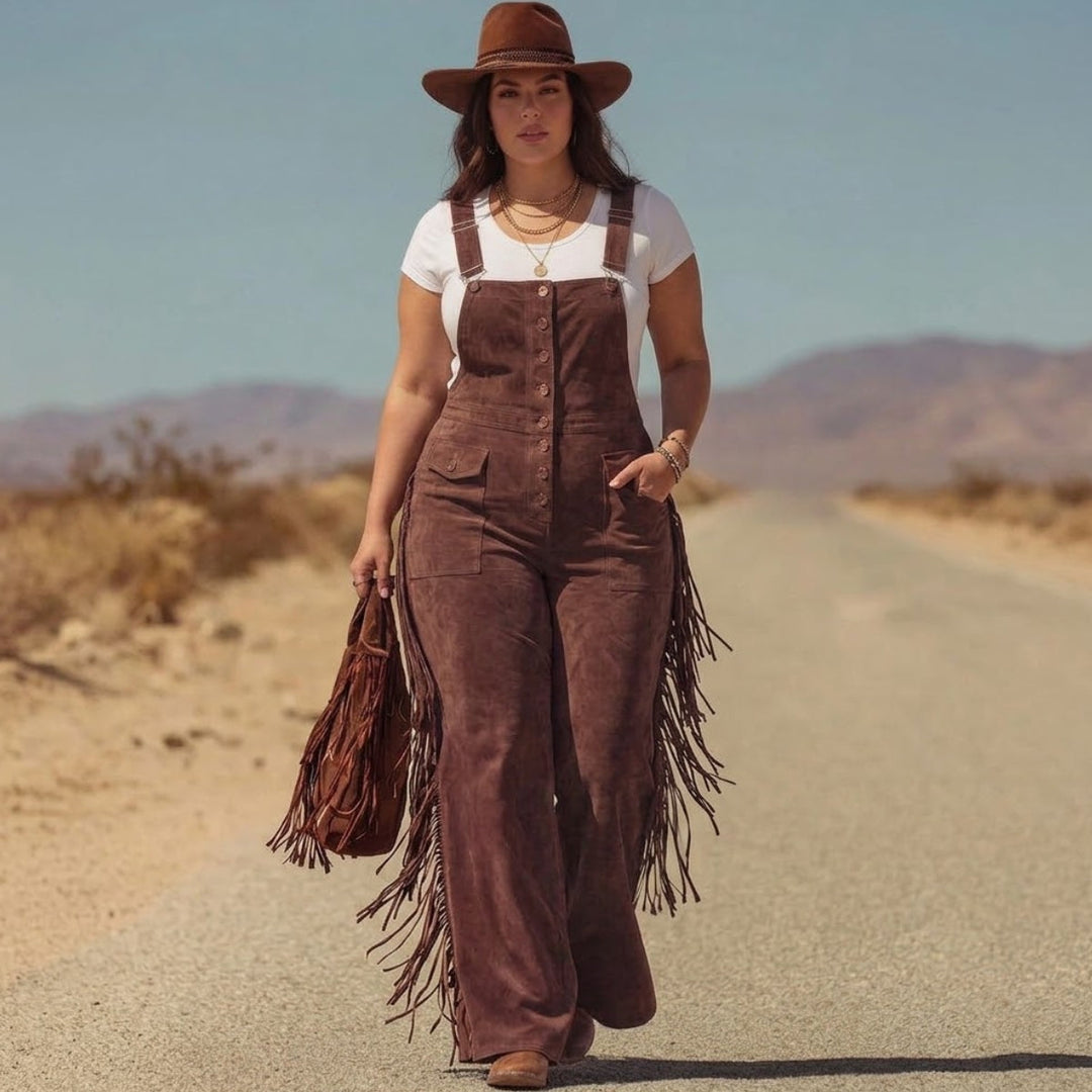 Salma - Boho Micro-Suede Overalls