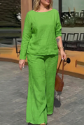 Saoirse - Women Round Neck Long Sleeve Pants Set